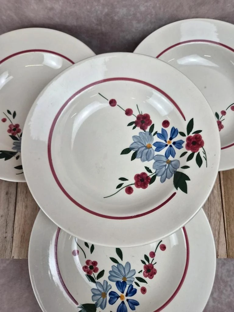 Lot de 4 assiettes creuses vintage Sarreguemines modèle Champfleury